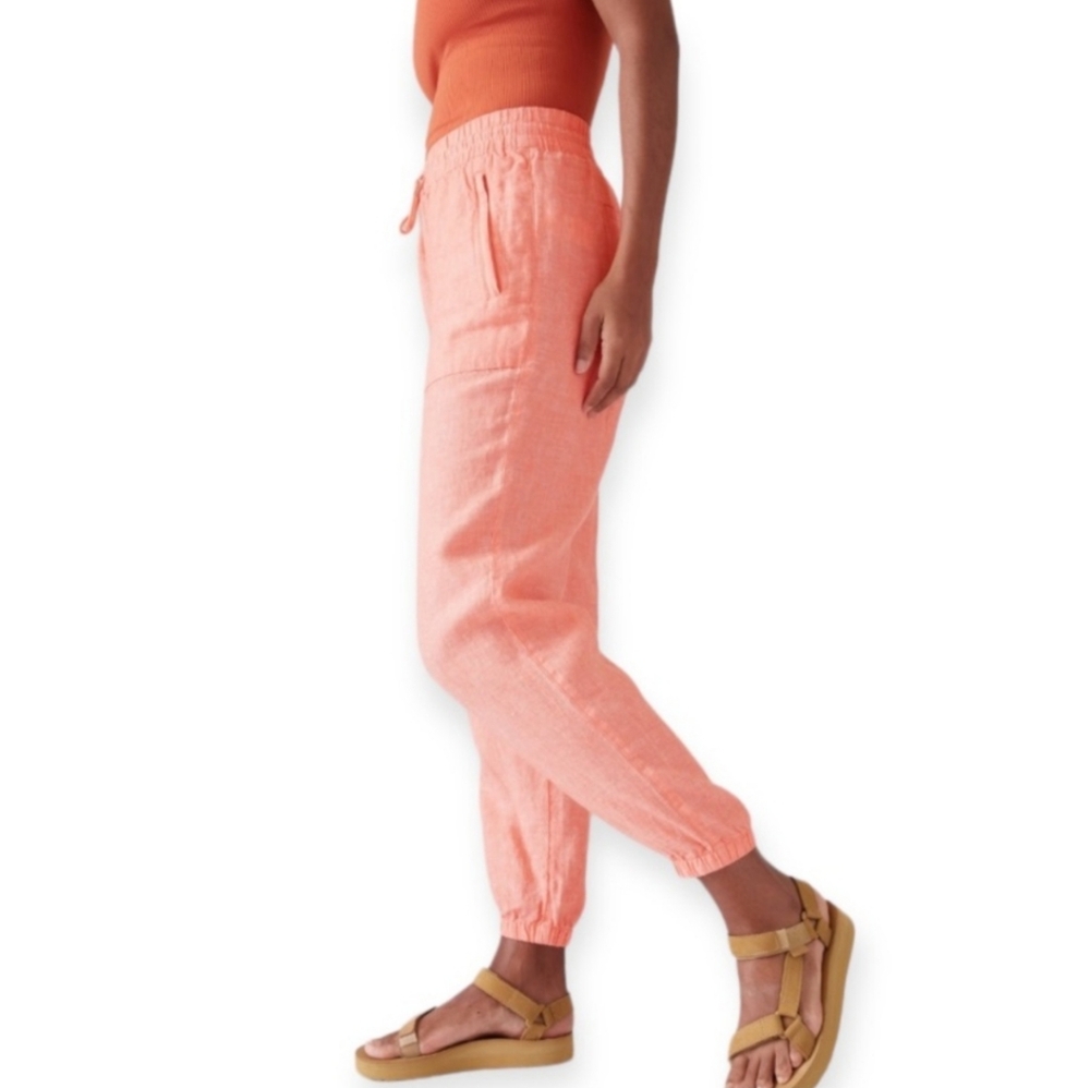 - Athleta Retreat Linen Jogger Soft Persimmon Lagenlook Boho 4 NWT